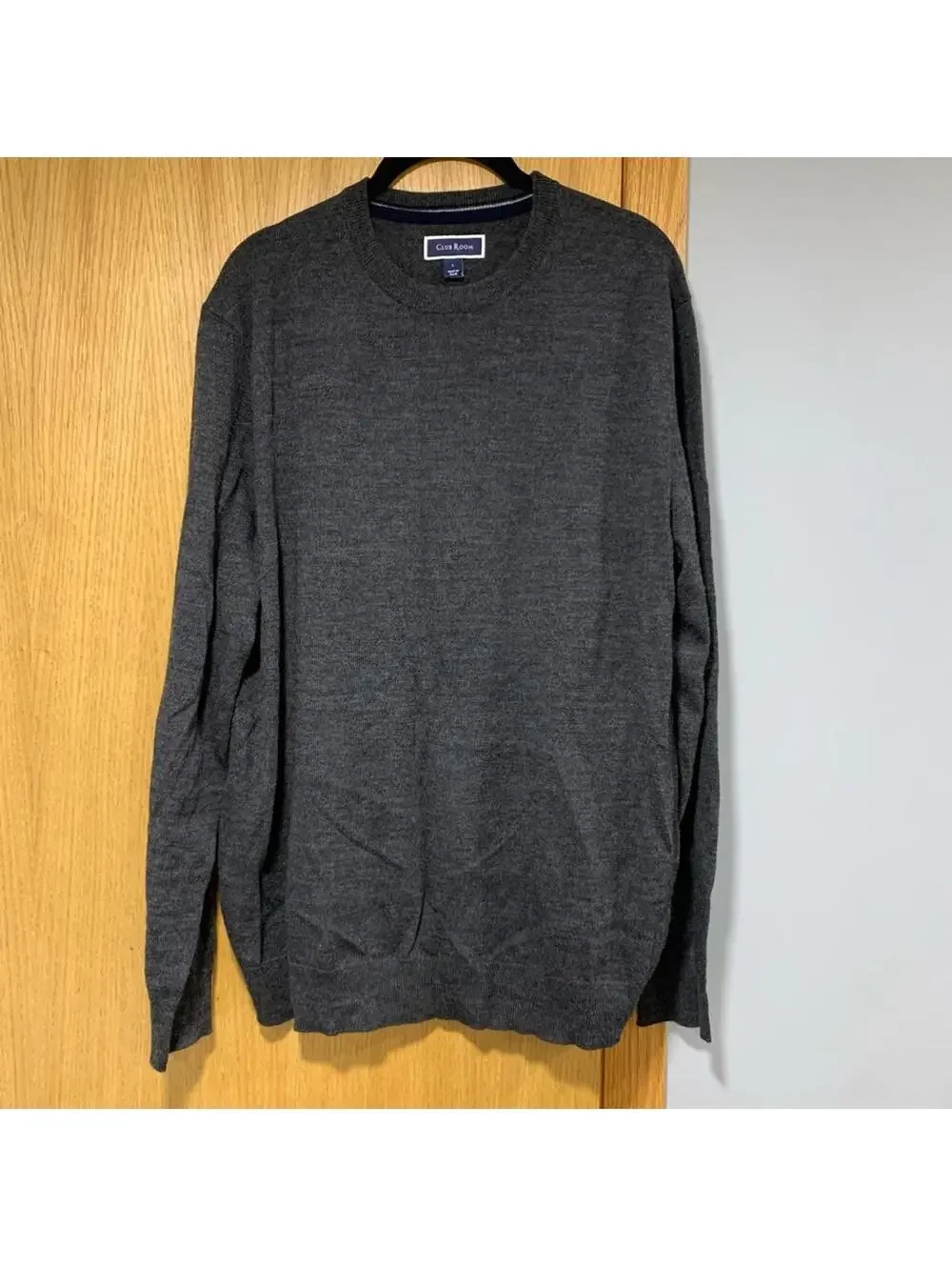 Club Room Grey Merino Wool Blend Crew Neck Sweater - Size Large